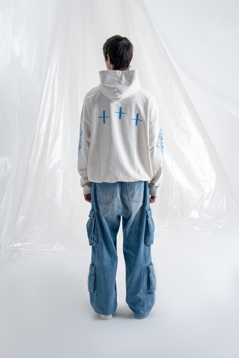 LST IN SHDWS CROSS HOODIE - OFF WHITE - BOMBER CLOTHING