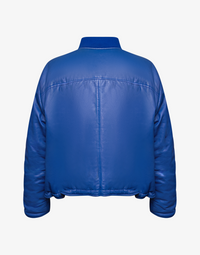 REVERIE LEATHER PUFFER BOMBER JACKET - BLUE