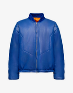 REVERIE LEATHER PUFFER BOMBER JACKET - BLUE