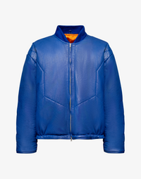 REVERIE LEATHER PUFFER BOMBER JACKET - BLUE