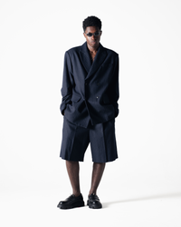 STRIPED SHORT TROUSERS - DARK BLUE