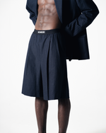 STRIPED SHORT TROUSERS - DARK BLUE