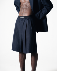 STRIPED SHORT TROUSERS - DARK BLUE
