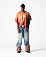 J SHAPED DENIMS - BLUE / ORANGE