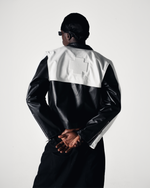 LEATHER BIKER JACKET - BLACK / WHITE