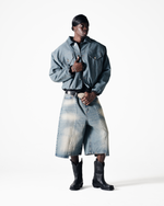 PUFFER DENIM JACKET - BLUE