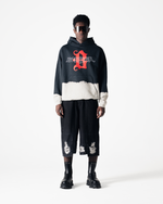 ASYMMETRICAL HOODIE - BLACK / CREAM