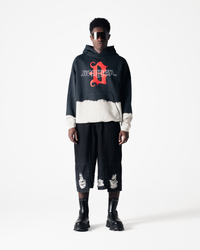 ASYMMETRICAL HOODIE - BLACK / CREAM