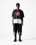 ASYMMETRICAL T-SHIRT - BLACK / CREAM