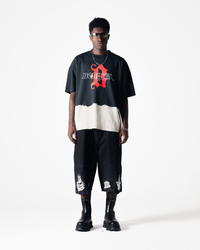 ASYMMETRICAL T-SHIRT - BLACK / CREAM