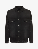 BOMBER PAINT DENIM JACKET - VINTAGE BLACK