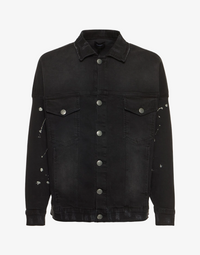 BOMBER PAINT DENIM JACKET - VINTAGE BLACK