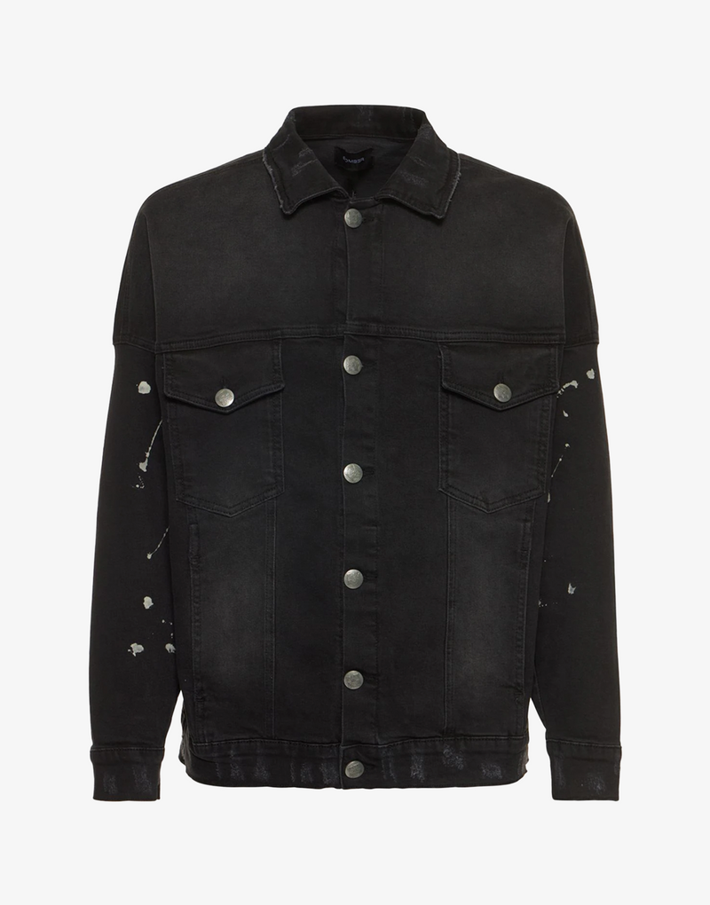 BOMBER PAINT DENIM JACKET - VINTAGE BLACK