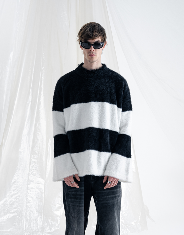 BOMBER STRIPED KNIT - BLACK / WHITE