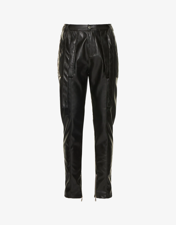 BOMBER LEATHER PANTS - BLACK