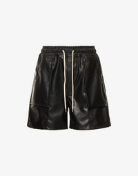 BOMBER LEATHER SHORTS - BLACK