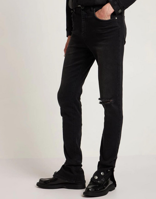 BOMBER BUTTON DENIM PANTS - VINTAGE BLACK