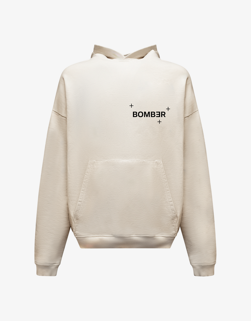 BOMBER LOGO HOODIE - CREAM