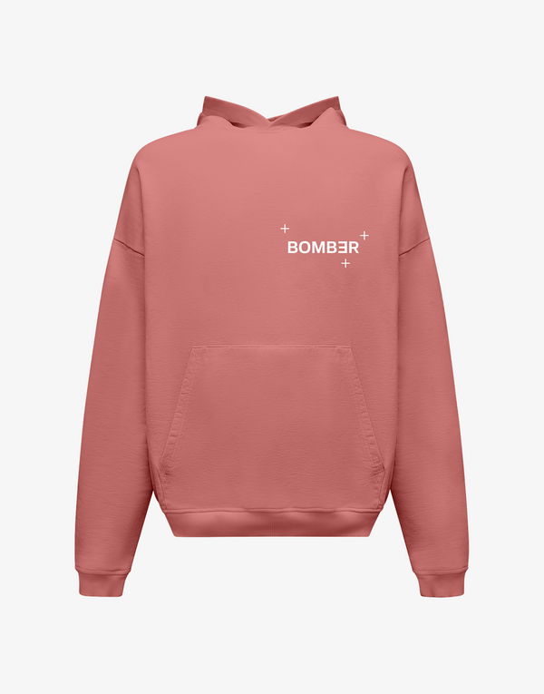 BOMBER LOGO HOODIE - SALMON