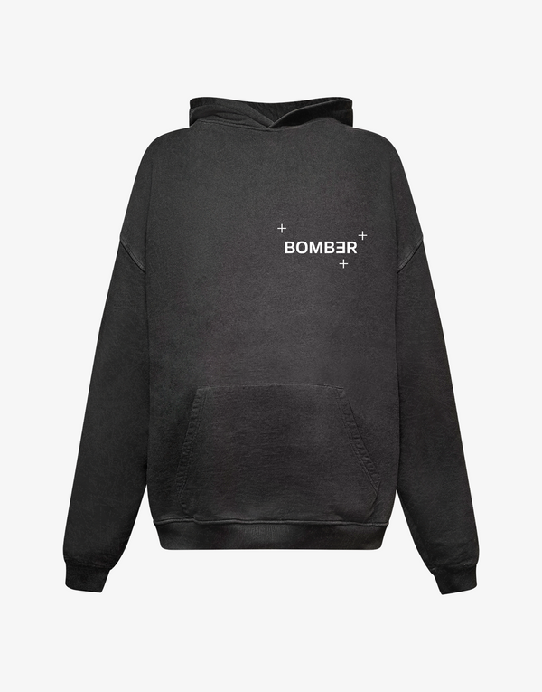 BOMBER LOGO HOODIE - VINTAGE BLACK