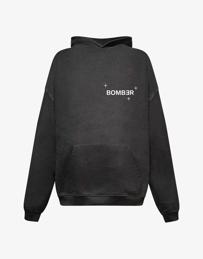 BOMBER LOGO HOODIE - VINTAGE BLACK