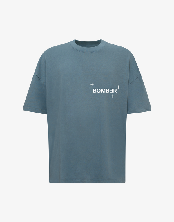 BOMBER LOGO T-SHIRT - GREY BLUE
