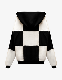 BOMBER CHESS HOODIE - BLACK / WHITE