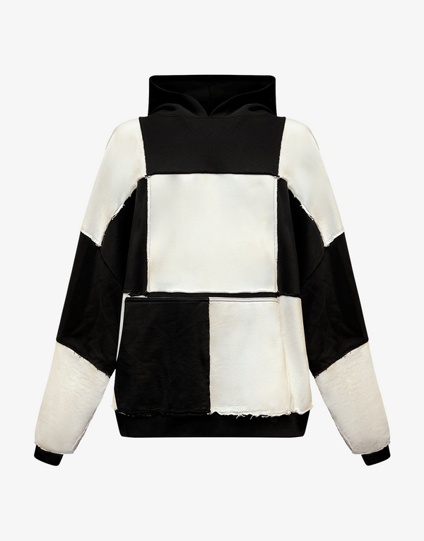 BOMBER CHESS HOODIE - BLACK / WHITE