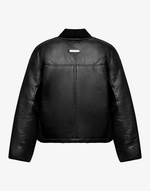 REVERIE LEATHER PUFFER BOMBER JACKET - BLACK