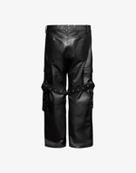 BOMBER REVERIE LEATHER CARGO PANTS - BLACK