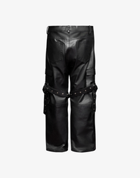 BOMBER REVERIE LEATHER CARGO PANTS - BLACK