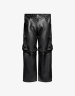 BOMBER REVERIE LEATHER CARGO PANTS - BLACK