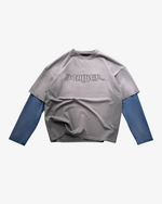 DOUBLE SLEEVE T-SHIRT - GREY / BLUE
