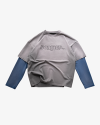 DOUBLE SLEEVE T-SHIRT - GREY / BLUE