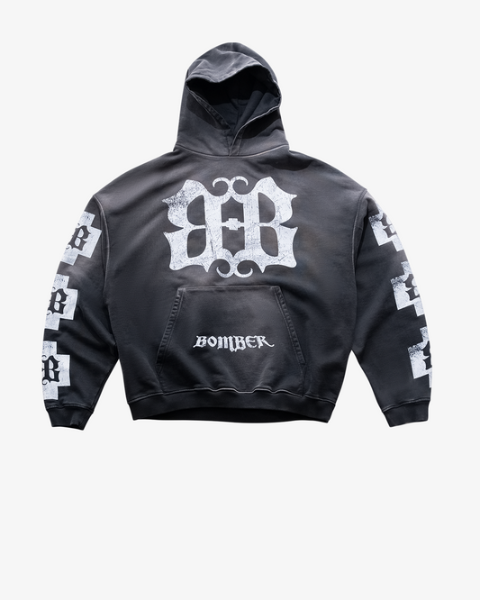 EMBLEM HOODIE - FADED BLACK