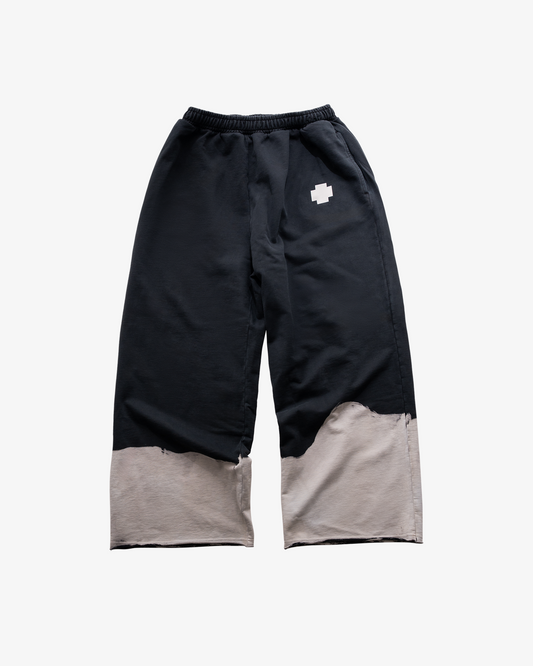 ASYMMETRICAL SWEATPANTS - BLACK / CREAM