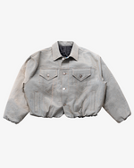 PUFFER DENIM JACKET - GREY BLUE