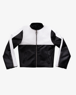 LEATHER BIKER JACKET - BLACK / WHITE