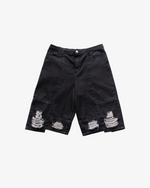 DENIM LONG SHORTS - BLACK