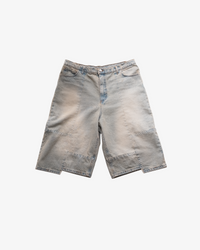 DENIM LONG SHORTS - GREY BLUE
