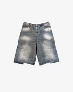 DENIM LONG SHORTS - BLUE
