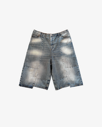 DENIM LONG SHORTS - BLUE
