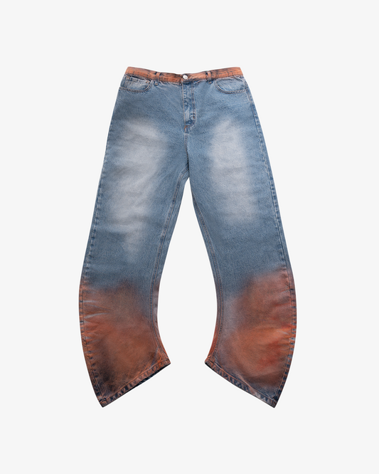 J SHAPED DENIMS - BLUE / ORANGE
