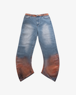 J SHAPED DENIMS - BLUE / ORANGE