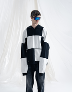 BOMBER CHESS HOODIE - BLACK / WHITE