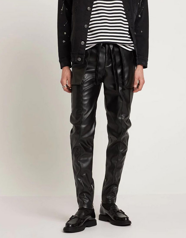 BOMBER LEATHER PANTS - BLACK