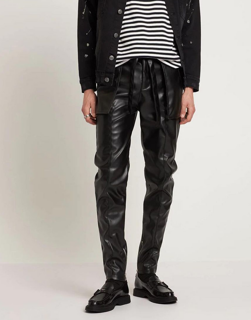 BOMBER LEATHER PANTS - BLACK