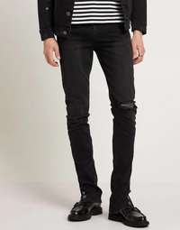 BOMBER BUTTON DENIM PANTS - VINTAGE BLACK