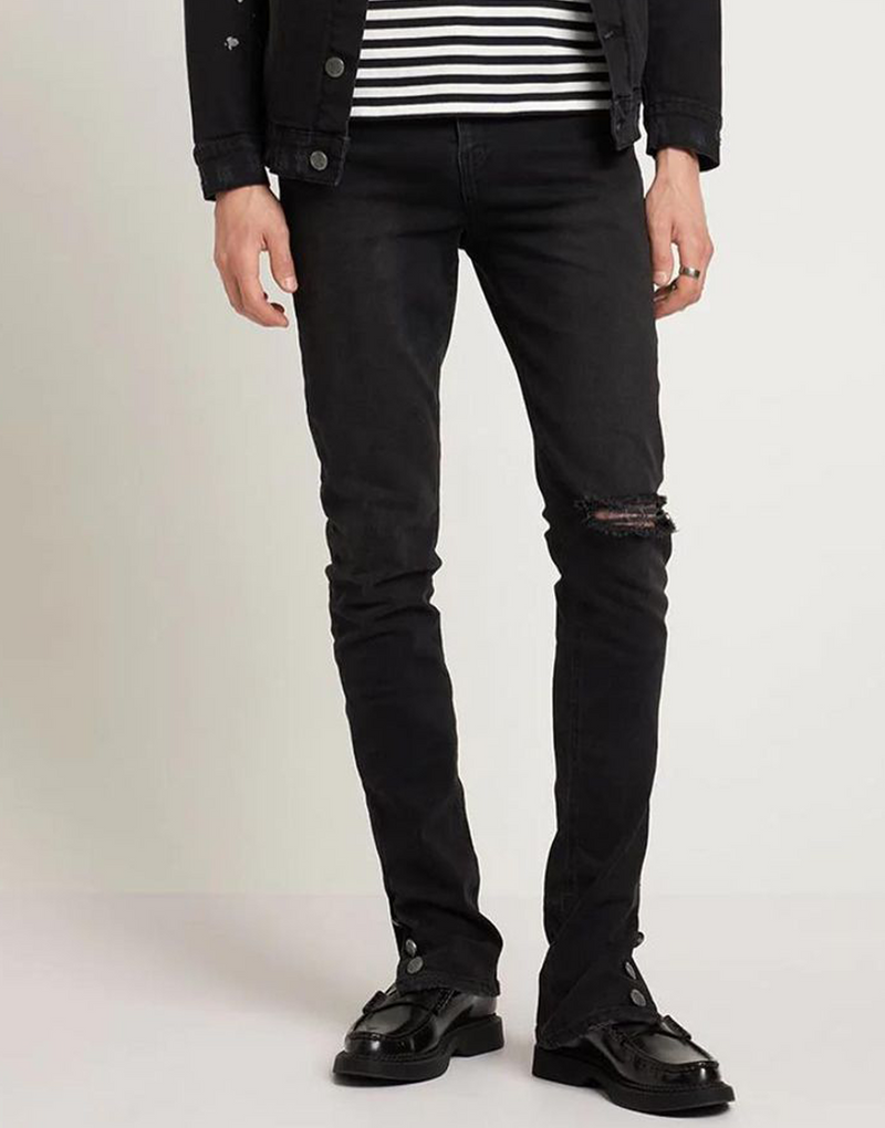 BOMBER BUTTON DENIM PANTS - VINTAGE BLACK