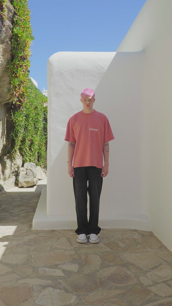 BOMBER LOGO T-SHIRT - SALMON